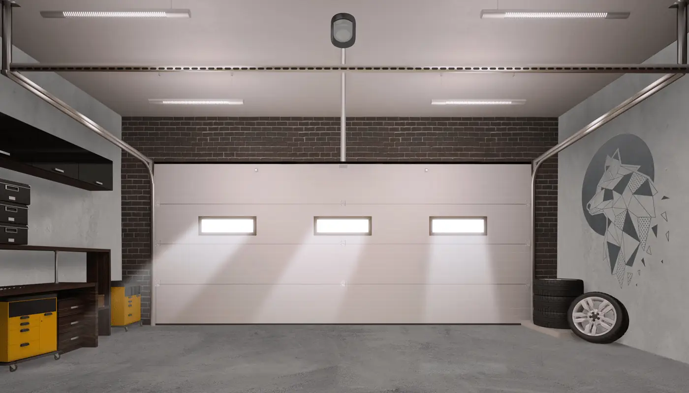 Porte de garage sectionnelle à cadre 1001 Fenêtres à Saint Priest Menuiserie pvc Volets,